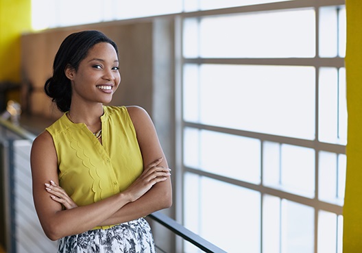 A young woman smiling