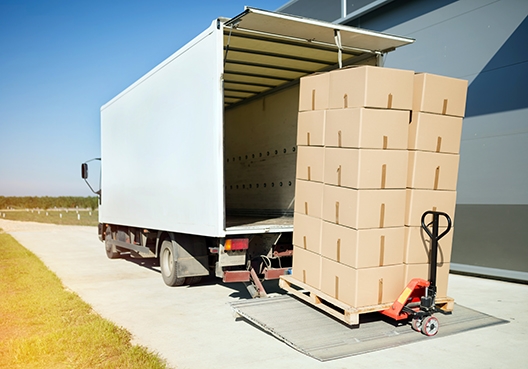 A truck parked with packages